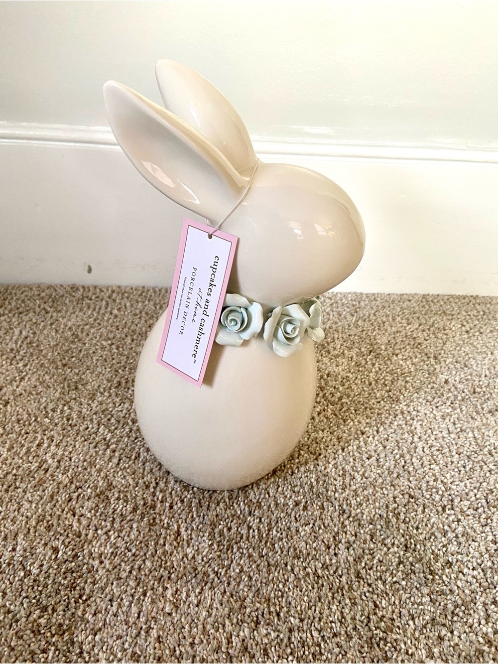 NWT Cupcakes and Cashmere Easter Bunny Figurine with Rose Collar Blue - Picture 3 of 15